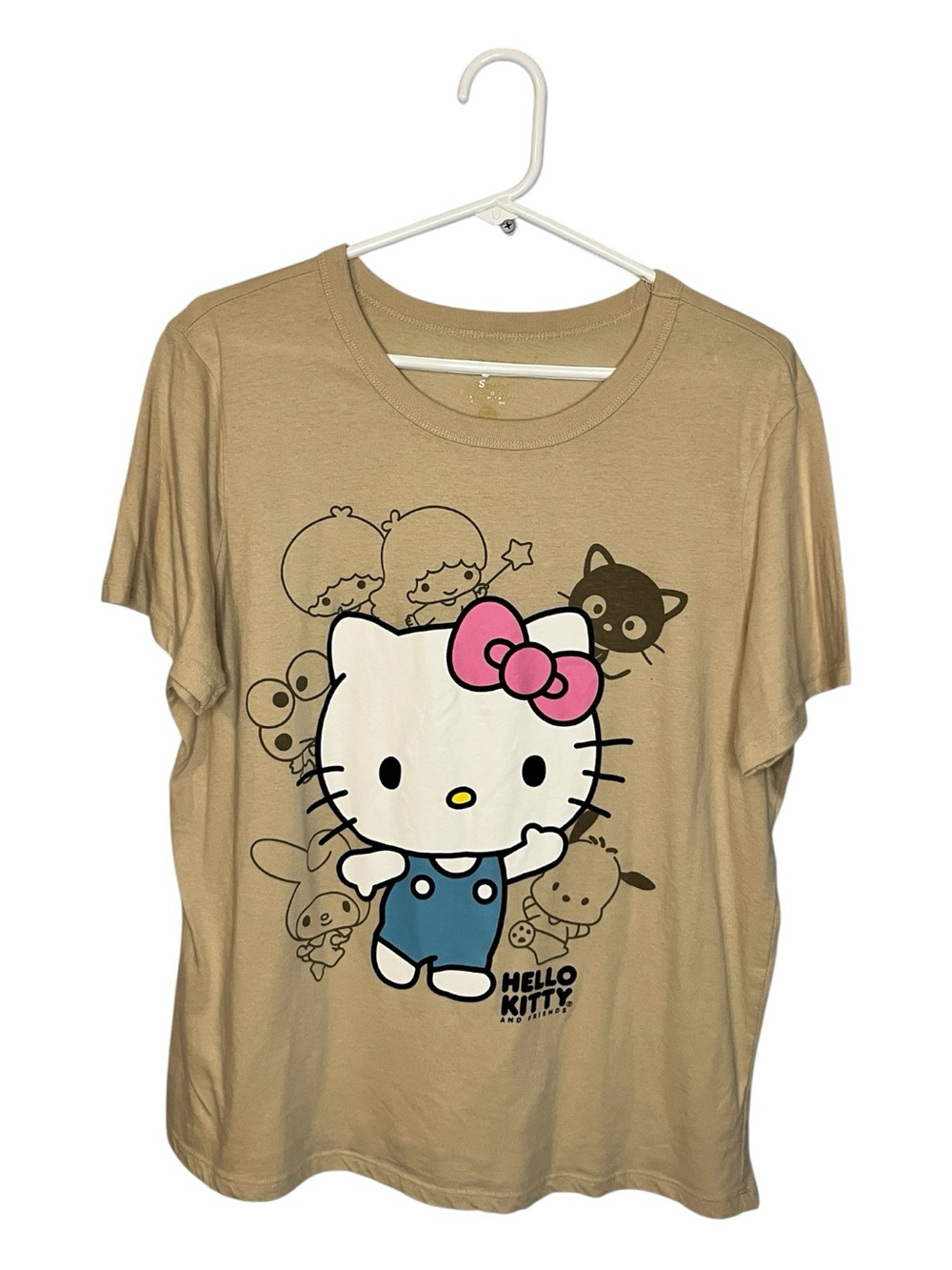 Hello Kitty Short Sleeve Tee in Tan with Pink Bow
